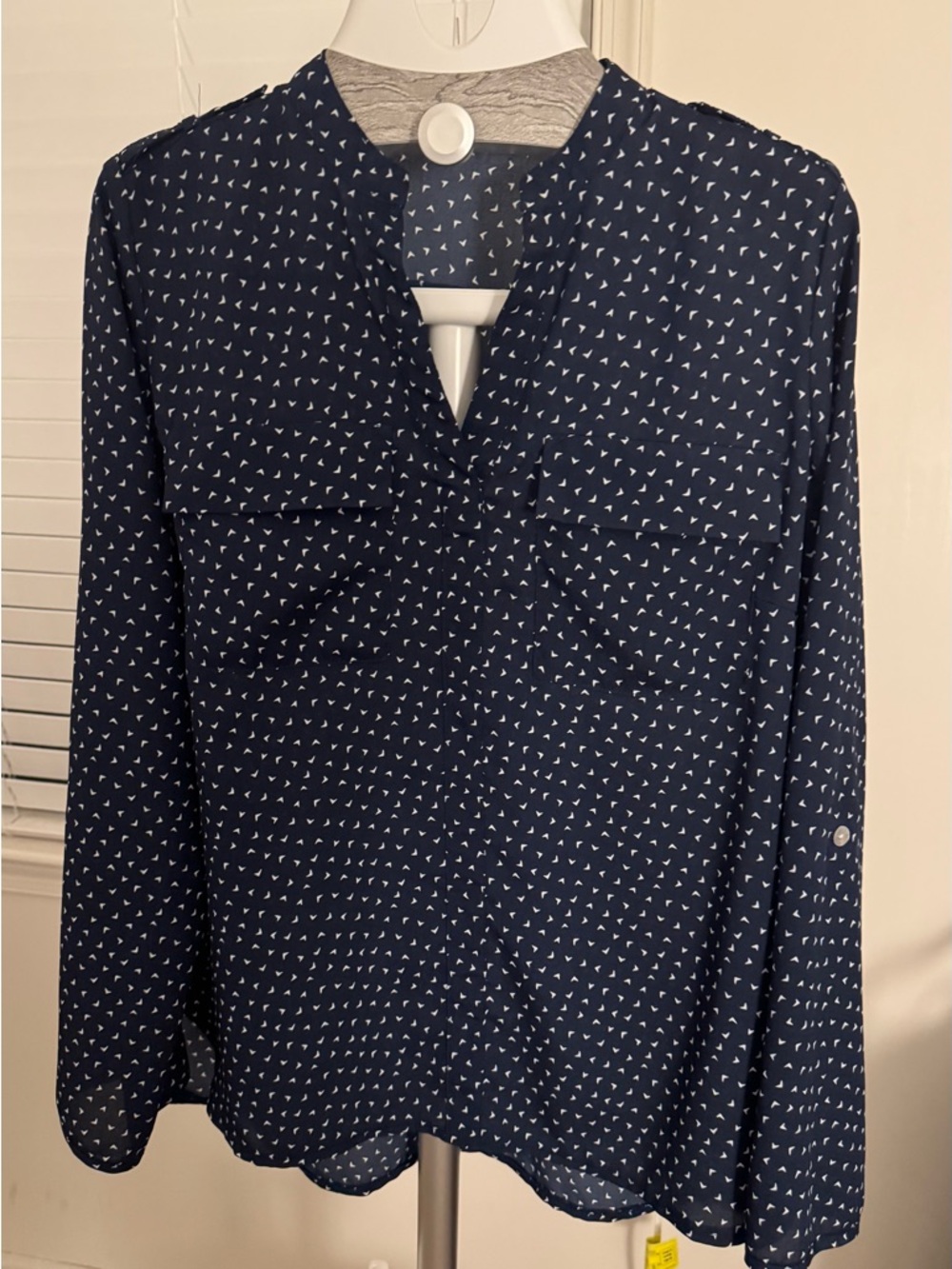 Antilia Femme Navy Printed Long-Sleeve Blouse